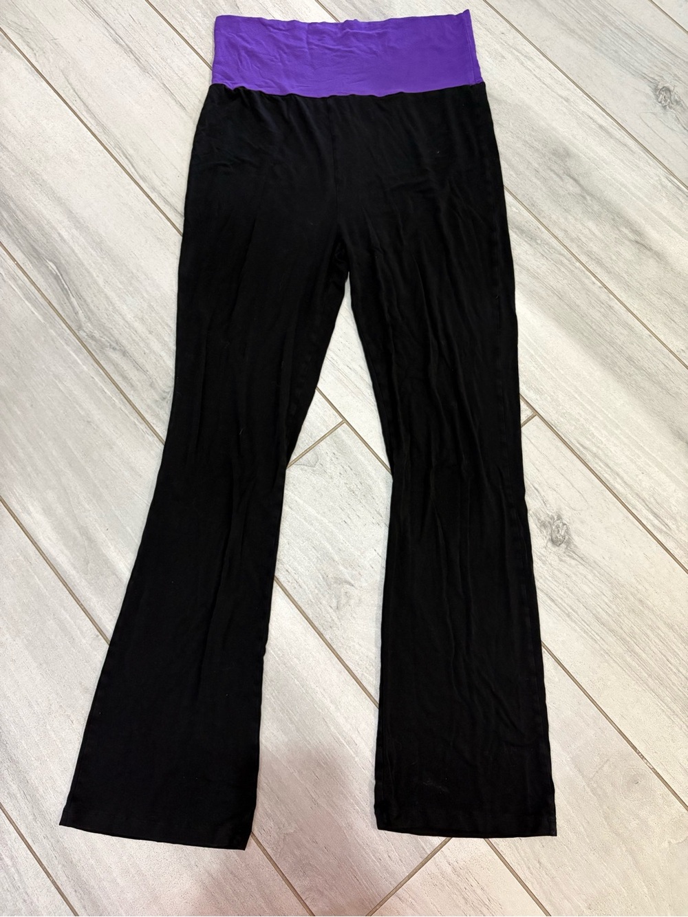 Women's Black Leggings with Purple Waistband